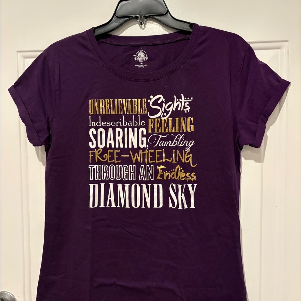 Disney Women's Purple Graphic Tee - Diamond Sky Quote
